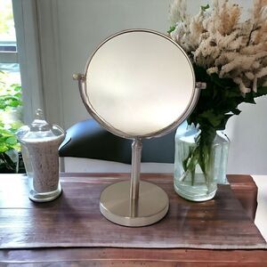 Broyhill Magnifying Makeup Mirror 8" Double Sided Vanity Tabletop Mirror Nickel.